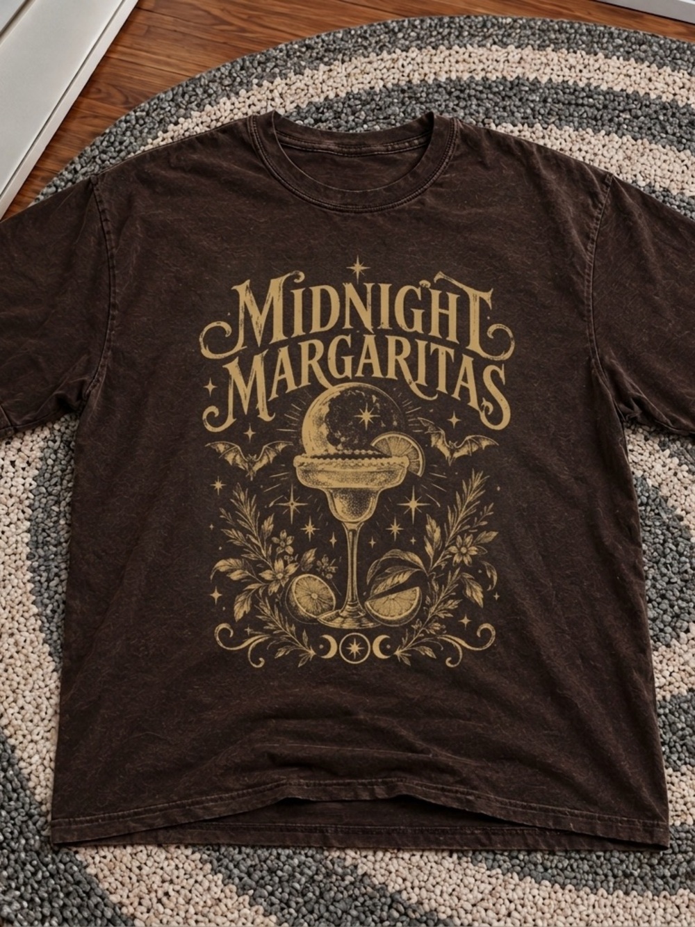 Midnight Margaritas Witchy Graphic Tee - Dark Chocolate Unisex